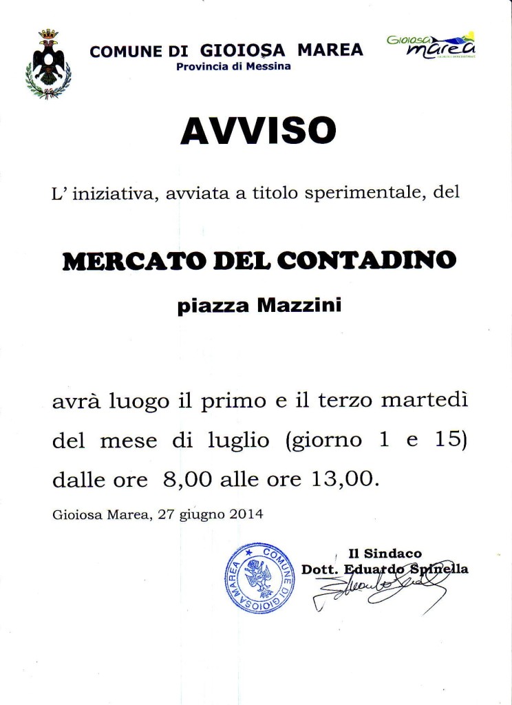 avviso mercato del contadino