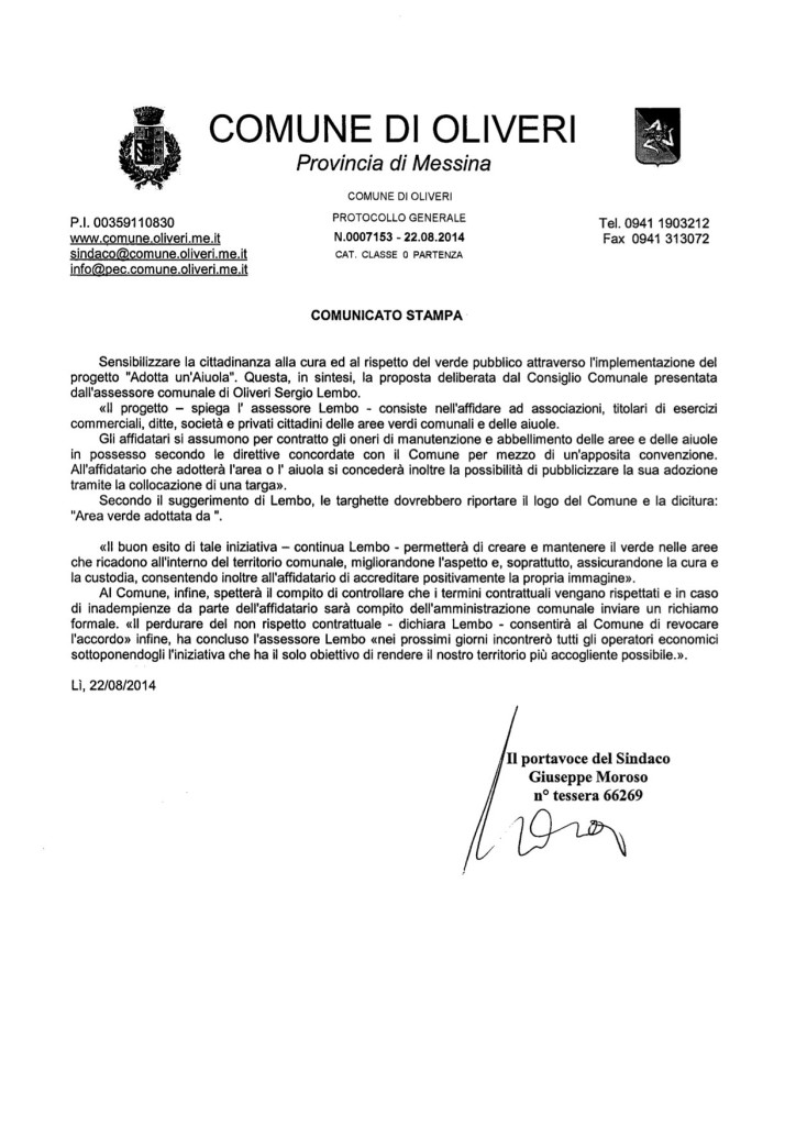 comunicato stampa 2014_08_22  prot_7153