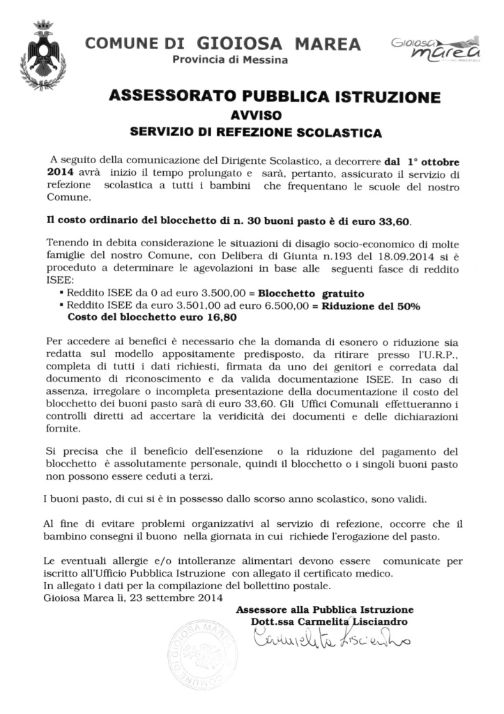 avviso servizio di refezione scolastica 2014-2015a