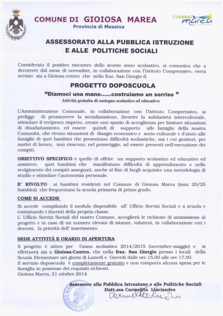 Progetto dopo scuola