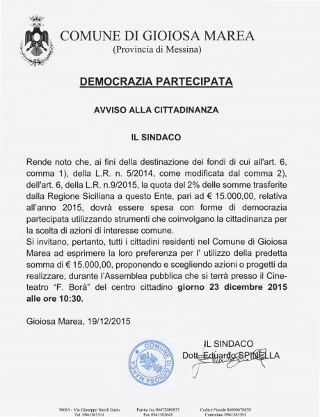 avviso democrazia partecipata